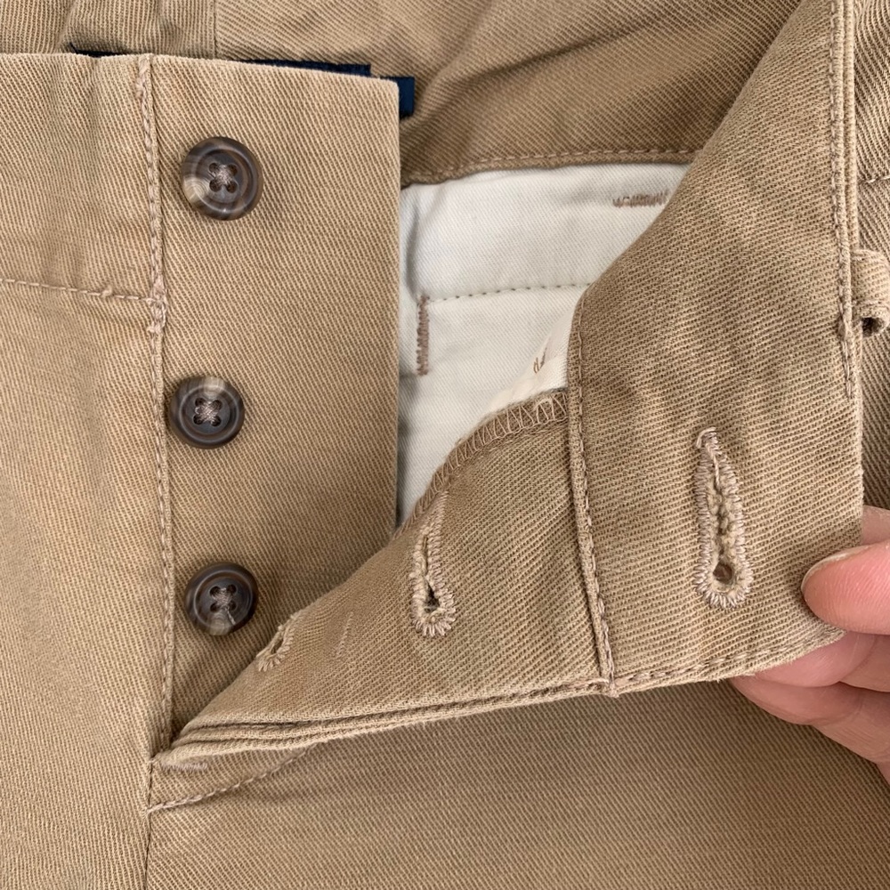 Ralph Lauren Tan Button-Fly Flare-Leg Thick Canvas Khaki Pants - Picture 5 of 8